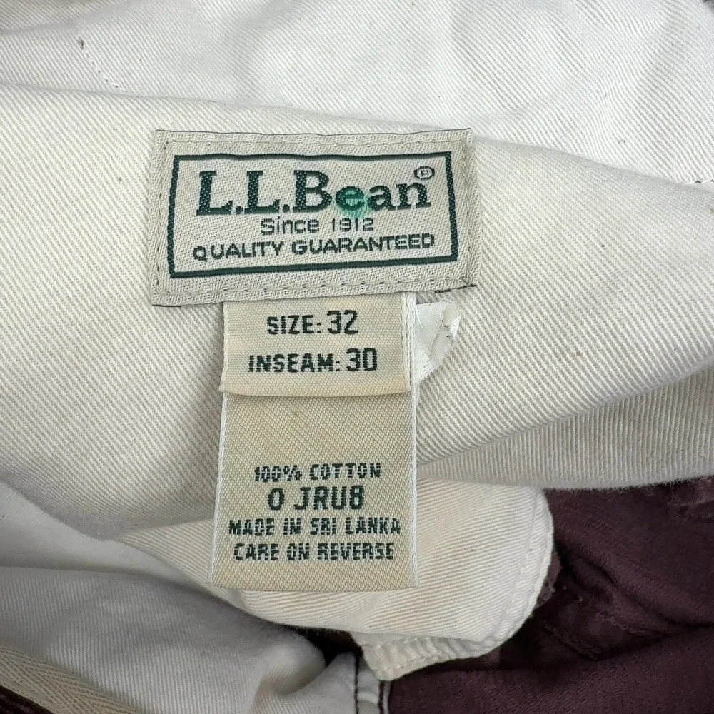 Vintage LL Bean Corduroy Pants Mens 32x24 Burgundy Cotton Frayed Hem Workwear